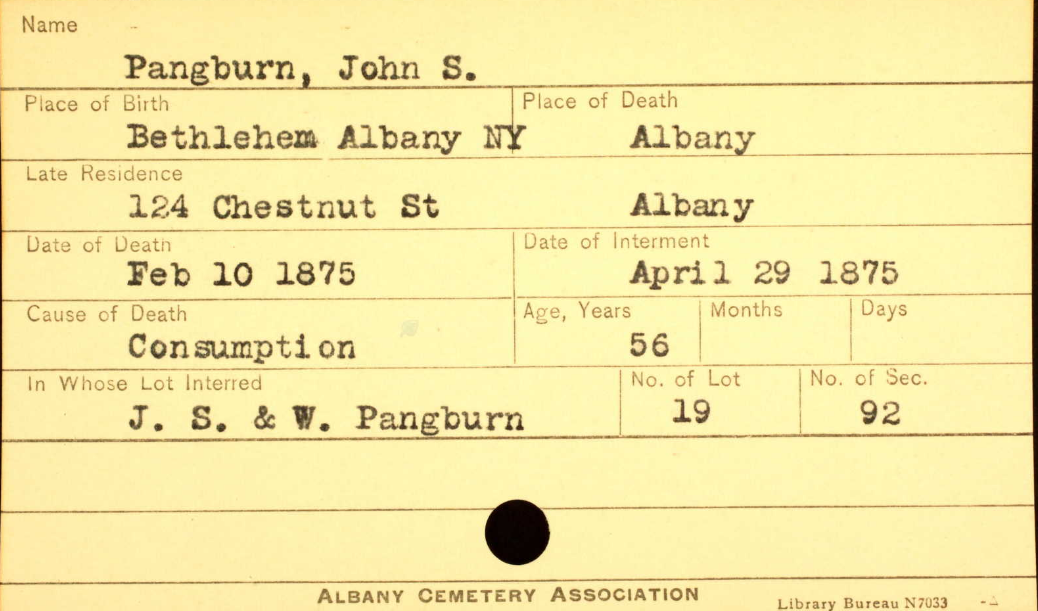 John Stafford Pangburn death card